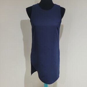 White House Black Market Women's Asymmetrical Sleeveless Tunic Size 0 Navy Blue